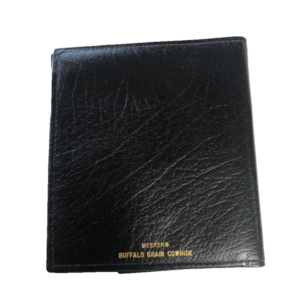 New NOS VTG Meeker Buffalo Grain Cowhide BLACK LEATHER WALLET Billfold Bi-Fold